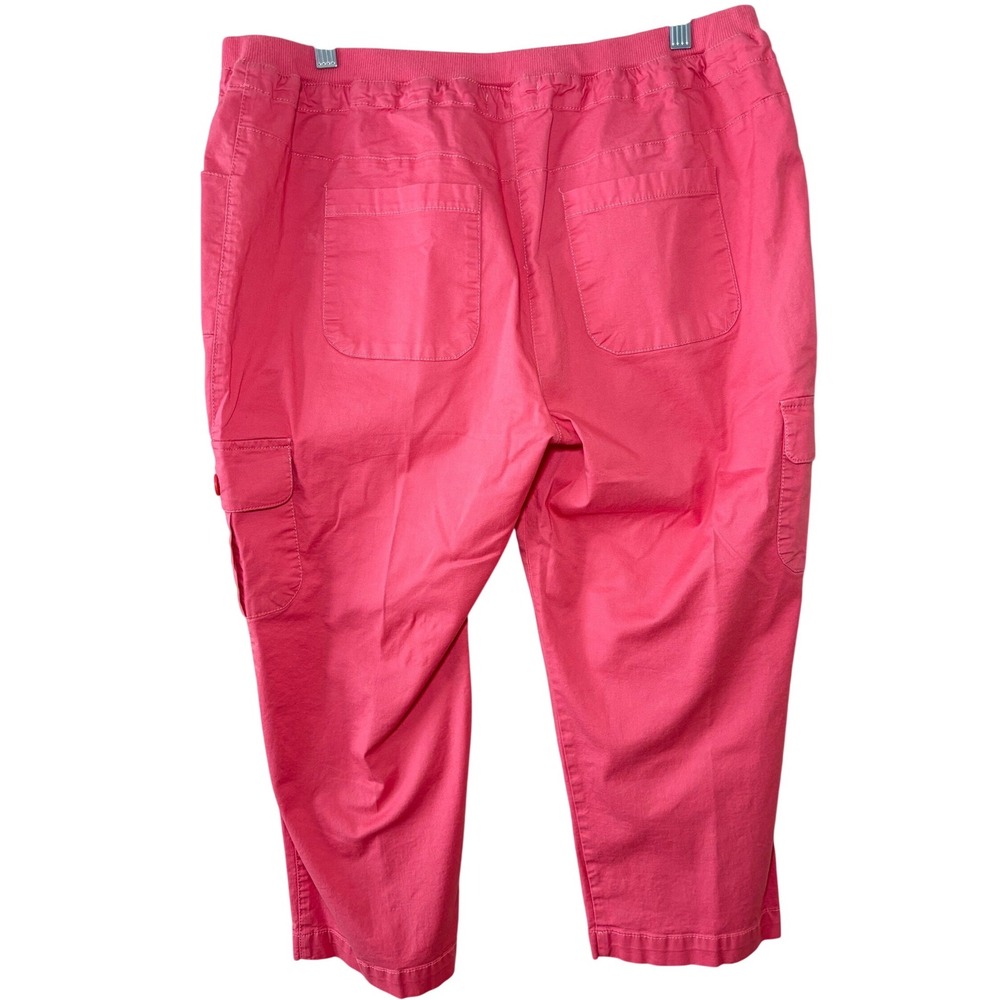 Draper's & Damons Pink Cargo Capri Pants PL Womens Elastic Waist Cropped Trouser - Picture 2 of 8